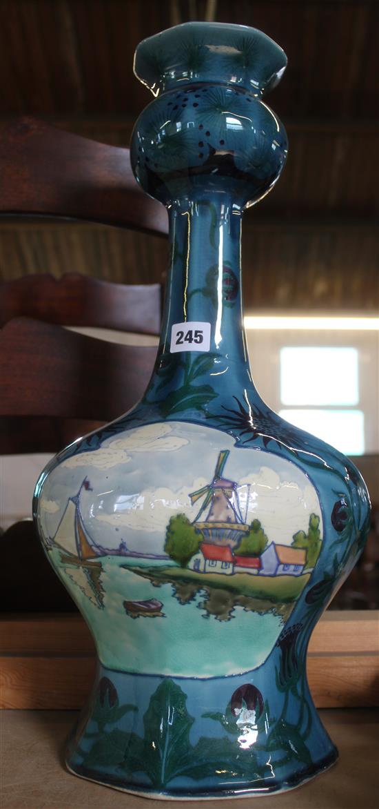 Large Delft tube lined vase